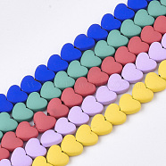 Spray Painted Non-magnetic Synthetic Hematite Beads Strands, Heart, Mixed Color, 5x6x3mm, Hole: 0.5mm, about 75pcs/strand, 15.7 inch(G-T116-05)