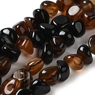 Natural Agate Beads Strands, Dyed & Heated, Nuggets, Tumbled Stone, Black, 6.5~13x10~13x1.5~11mm, Hole: 1.6mm, about 22pcs/strand, 7.20~7.72''(18.3~19.6cm)(G-H295-B01-12)