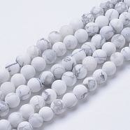 Natural Howlite Beads Strands, Frosted Style, Round, 10~10.5mm, Hole: 1.2mm, about 37~40pcs/strand, 14.9~15.1 inch(38~38.5cm)(G-T055-10mm-02)