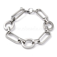 304 Stainless Steel Oval Link Chain Bracelets, with Lobster Claw Clasps, Stainless Steel Color, 8-1/4 inch(21cm)(BJEW-I293-03P)