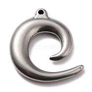 304 Stainless Steel Pendants, Vortex, Stainless Steel Color, 30x26.5x5mm, Hole: 1.8mm(STAS-B024-87P)