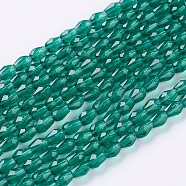 Faceted Glass Beads Strands, teardrop, Teal, 5x3mm, Hole: 0.5mm, about 85~95pcs/strand, 16.5~18.7 inch(42~47.5cm)(GLAA-A036-F24)