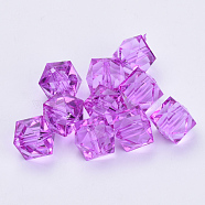Transparent Acrylic Beads, Faceted, Cube, Dark Violet, 10x10x8mm, Hole: 1.5mm, about 900pcs/500g(TACR-Q259-10mm-V48)