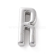 Alloy Letter Slide Charms, Platinum, Letter.R, 20.5~21x6~10.5x6.5mm, Hole: 17.5~18x2.5mm(FIND-A023-17R)