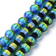 Handmade Silver Foil Lampwork Beads, Luminous, Glow in the Dark, Round, Yellow Green, 12mm, Hole: 1.4mm(FOIL-K001-02C-12mm)