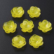 Plastic Beads, Flower, Yellow, 13x13x5.5~6.5mm, Hole: 1~1.4mm(KY-N015-70-03)
