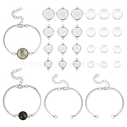 Blank Dome Flat Round Link Bracelet Making Kit, Including Alloy Bracelet Making, 304 Stainless Steel Cabochon Connector Settings, Glass Cabochons, Stainless Steel Color, 36Pcs/box(DIY-UN0004-59)