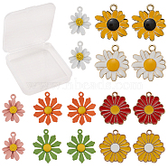 SUNNYCLUE Alloy Pendants, Spray Painted/with Enamel, Flower and Daisy, Mixed Color, 7.4x7.2x1.7cm, 16pcs/box(PALLOY-SC0002-25)