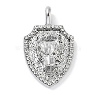 Alloy Rhinestone Pendants, Wolf, Platinum, 45.5x27.5x11mm, Hole: 6.5x5mm(ALRI-S001-05)