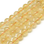 Natural Citrine Beads Strands, Dyed, Round, 8x7.5mm, Hole: 1mm, about 46~49pcs/strand, 15.5 inch(X-G-S150-09-8mm)
