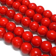 Synthetical Howlite Beads, Dyed, Round, Red, 8~9mm, Hole: 0.8mm, about 1450pcs/kg(TURQ-G609-8mm)