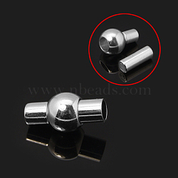 Brass Magnetic Clasps with Glue-in Ends, Silver Color Plated, 17x10mm, Hole: 6mm(KK-D319-C-S)