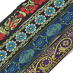 Ethnic Style Polyester Embroidery Ribbons, Jacquard Ribbon for Clothing Decoration, Mixed Color, 1-1/8~1-3/8 inch(28~35mm), about 4.92~9.84 Yards(4.5~9m)/Bundle(CWIR-XCP0001-22A)