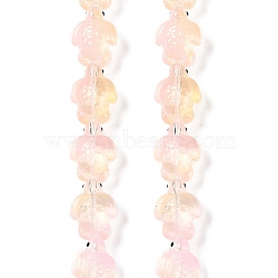 Transparent Glass Enamel Beads Strands, Hand Drawn Beads, Turtle, PeachPuff, 18x14x8.5mm, Hole: 1.2mm, about 22pcs/strand, 14.76~14.96''(37.5~38cm)(GLAA-B021-06K)