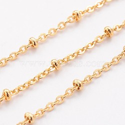 3.28 Feet Ion Plating(IP) 304 Stainless Steel Cable Chains, Satellite Chains, Soldered, with Rondelle Beads, Golden, 2mm(X-CHS-K003-01G-0.6MM)