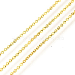 Rack Plating Brass Cable Chains, with Spool, Unwelded, Real 24K Gold Plated, 1.5x1.2x0.2mm, about 32.81 Feet(10m)/Roll(CHC-M001-02G-02)