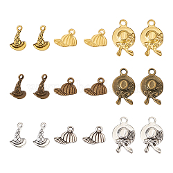 18Pcs 9 Style Zinc Alloy Pendants, Hat Mixed Shapes, Mixed Color, 11.5~26.5x10~15x2~10mm, Hole: 1.5~3mm, 2pcs/style(FIND-CW0001-21)