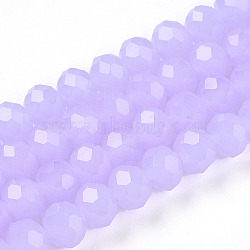 Glass Beads Strands, Imitation Jade, Faceted, Rondelle, Lilac, 6x5mm, Hole: 1mm, about 84~85pcs/strand, 41.5~42cm(EGLA-A044-J6mm-D11)