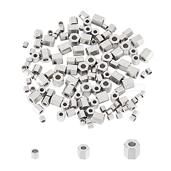 304 Stainless Steel Spacer Beads, Hexagon, Stainless Steel Color, 2mm/3mm/4mm, Hole: 1.4mm & 1.8mm, 120pcs/box(STAS-UN0008-31P)