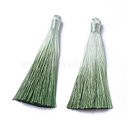 Polyester Tassel Big Pendant Decorations, Dark Sea Green, 80~85x8~20mm(FIND-E018-F40)