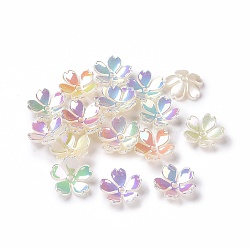 Opaque Acrylic Bead Caps, 5-Petal Flower, AB Color, Mixed Color, 14.5x15x3.5mm, Hole: 1.5mm(OACR-E013-05)