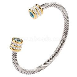 March Twisted Stainless Steel Rhinestone Open Cuff Bangles, Torque Bangles for Women(VG2033-3)