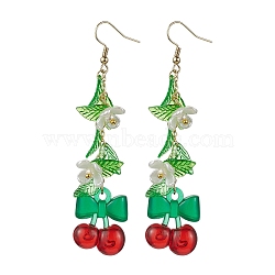 Acrylic 304 Stainless Steel Dangle Earrings, Fruit, Cherry, 83mm(EJEW-JE05735-03)