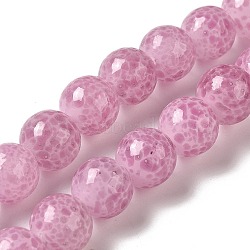 Normal Lampwork Beads, Round with Fleck, Pearl Pink, 11.5~12x11~11.5mm, Hole: 2mm(FOIL-C001-03D)