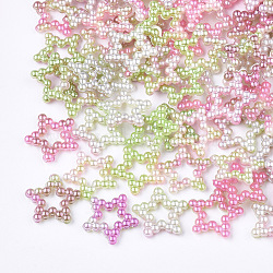 Rainbow ABS Plastic Imitation Pearl Linking Rings, Gradient Mermaid Pearl, Star, Mixed Color, 11.5x12x2mm, Inner Measure: 3x3mm, about 1000pcs/bag(OACR-T015-02-08)