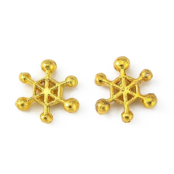 Alloy Cabochons, Snowflake, for Christmas Day, Golden, 8mm