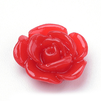 Resin Cabochons, Rose Flower, Crimson, 10x5mm, Bottom: 7~8mm