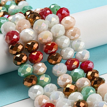 Glass Beads Strands, Faceted, Rondelle, Pale Green, 10x8mm, Hole: 1mm, about 63~65pcs/strand, 19.2~20 inch(48~50cm)