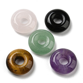 Natural Gemstone Pendants, Donut/Pi Disc Charms, 18~18.5x6mm, Hole: 5.5~6mm