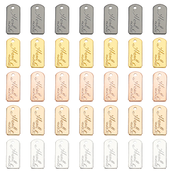 WADORN 50Pcs 5 Colors Alloy Charms, Rectangle with Word, Mixed Color, 12.5x5.5x1mm, Hole: 1.1mm, 10pcs/color