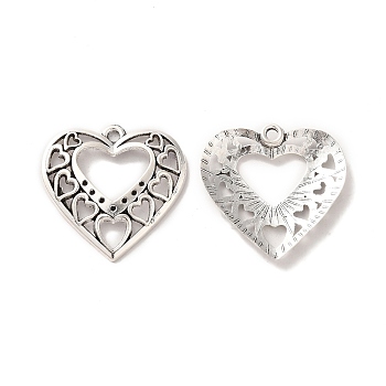 Tibetan Style Alloy Pendant Rhinestone Settings, Heart, Nickel, Antique Silver, Fit for 0.7mm Rhinestone, 24.5x24.5x2.5mm, Hole: 1.5mm, about 357pcs/500g