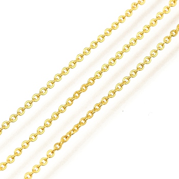 Rack Plating Brass Cable Chains, with Spool, Unwelded, Real 24K Gold Plated, 1.5x1.2x0.2mm, about 32.81 Feet(10m)/Roll