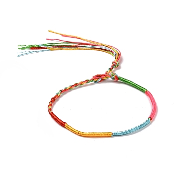 Polyester Braided String Cord Bracelet, Adjustable Friendship Bracelet for Men Women, Colorful, 14~14-1/8 inch(35.5~36cm)