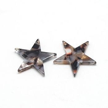 Cellulose Acetate(Resin) Pendants, Star, Coconut Brown, 20.5x21x2.5mm, Hole: 1.5mm