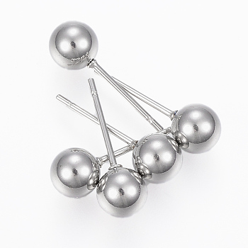 201 Stainless Steel Ball Stud Earrings, with 304 Stainless Steel Pin, Hypoallergenic Earrings, Stainless Steel Color, 18mm, Pin: 0.8mm