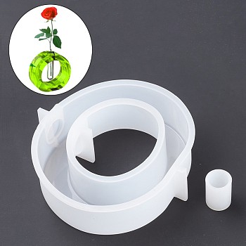 Vase Silicone Molds, for Plant Propagation Hydroponic Plants, Resin Casting Molds, Epoxy Resin Making, Oval, White, 142x140x39mm