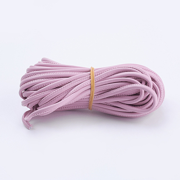 PU Leather Cords, for Jewelry Making, Round, Pink, 3mm, about 10yards/bundle(9.144m/bundle)