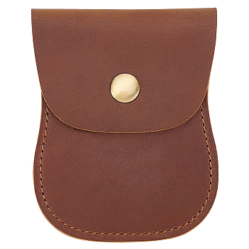 New Men's Leather Card Holders, Waist Belt Wallets, with Alloy Snap Button, Saddle Brown, 9.8x7.85x0.7cm