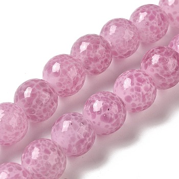 Normal Lampwork Beads, Round with Fleck, Pearl Pink, 11.5~12x11~11.5mm, Hole: 2mm