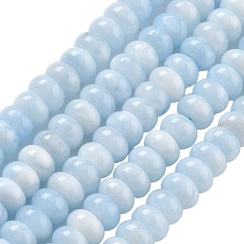 2 Strands Natural White Jade Beads Strands, Dyed, Rondelle, Light Sky Blue, 8x5mm, Hole: 1mm, about 74pcs/strand, 15.15 inch(38.5cm)