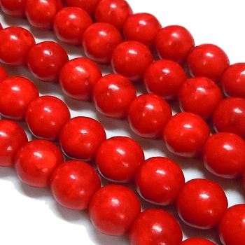 Synthetical Howlite Beads, Dyed, Round, Red, 8~9mm, Hole: 0.8mm, about 1450pcs/kg