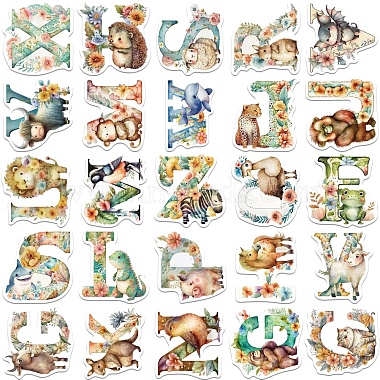 52Pcs Animal Letter PVC Waterproof Self-Adhesive Stickers(PW-WG84914-01)-4