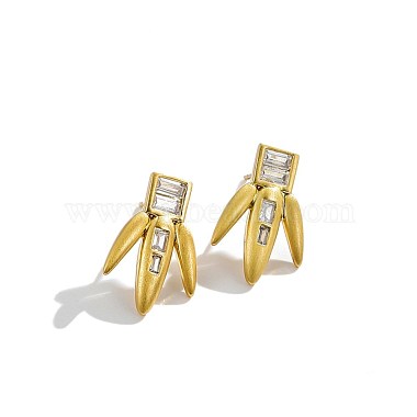 Brass Micro Pave Cubic Zirconia Stud Earrings(EJEW-BB70421)-2