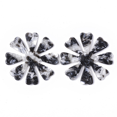 Black Flower Cellulose Acetate Pendants