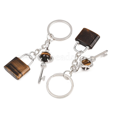 Natural Tiger Eye Pendant Keychains(KEYC-A016-01P-12)-2
