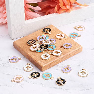 100Pcs 5 Colors Light Gold Plated Alloy Enamel Pendants(ENAM-BY0001-01)-3